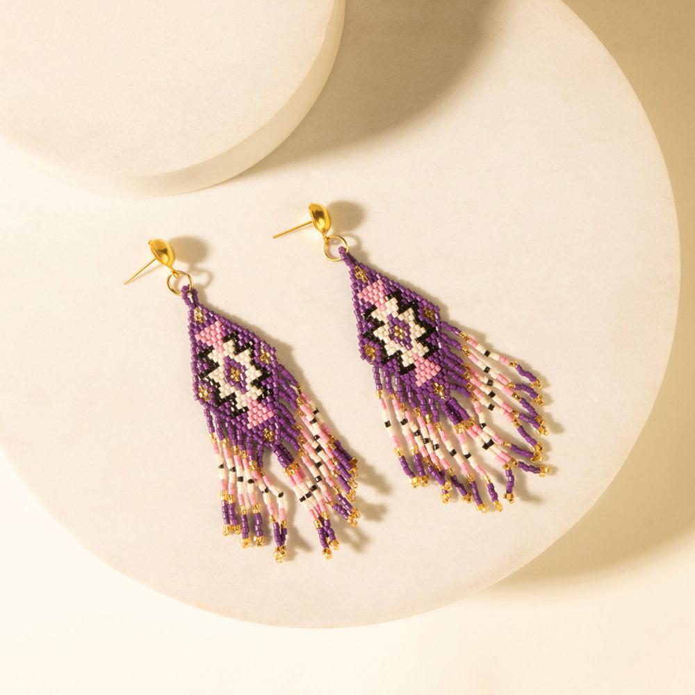 Myra Starfall Fringe Earrings in Wildberry Myra USA