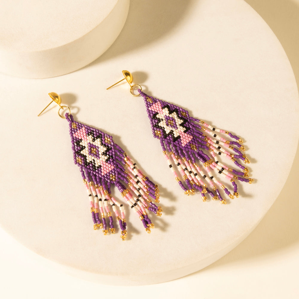 Myra Starfall Fringe Earrings in Wildberry Myra USA