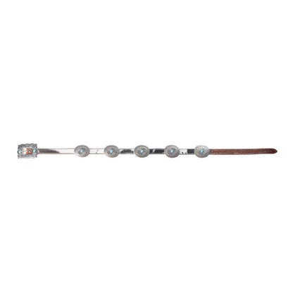 Myra Floracrest Hairon Concho Belt for Women with Handtooling and Turquoise Stone Buckle Myra USA