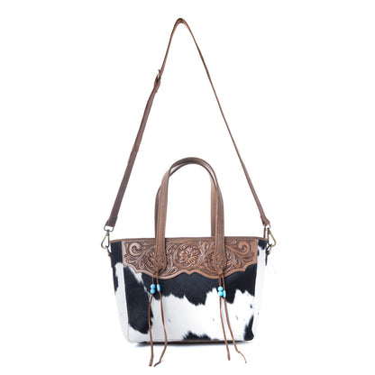 Myra Saddle Crestfall Handtooled Bag in Cowhide Frost Myra USA