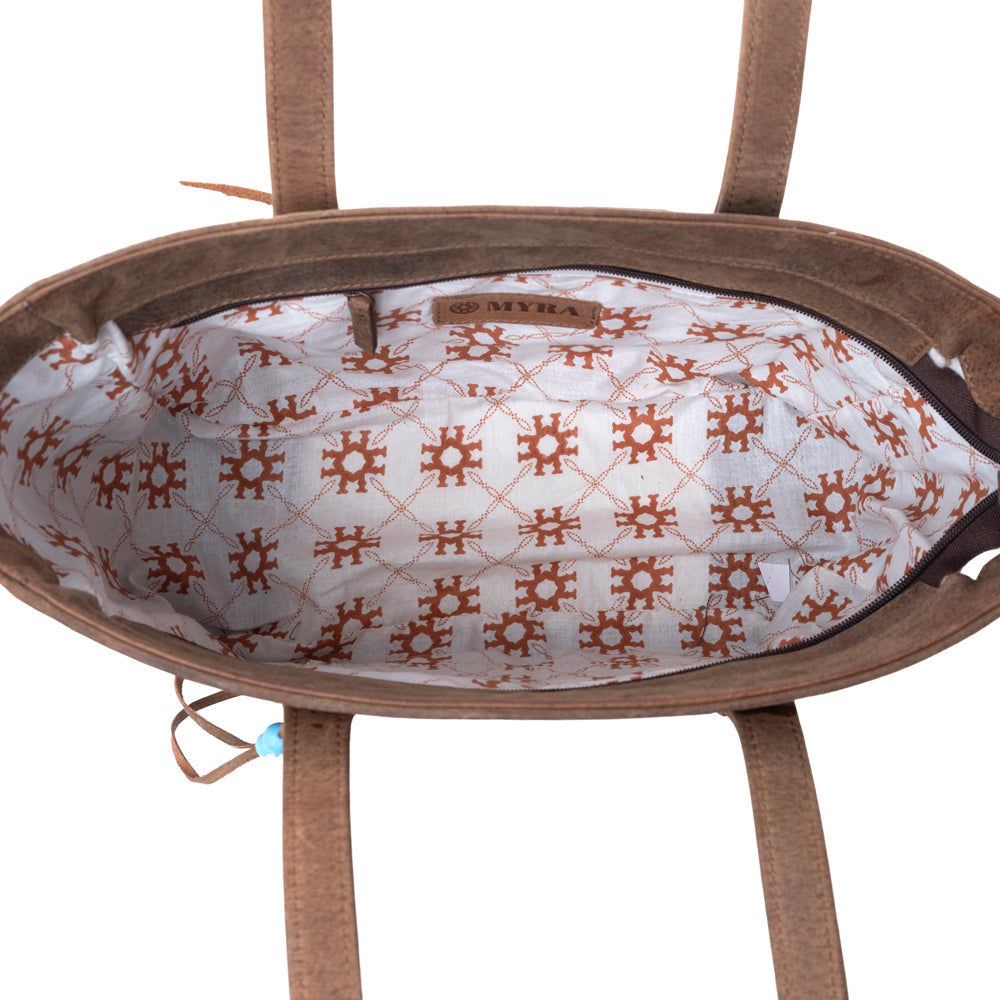 Myra Saddle Crestfall Handtooled Bag in Cowhide Frost Myra USA