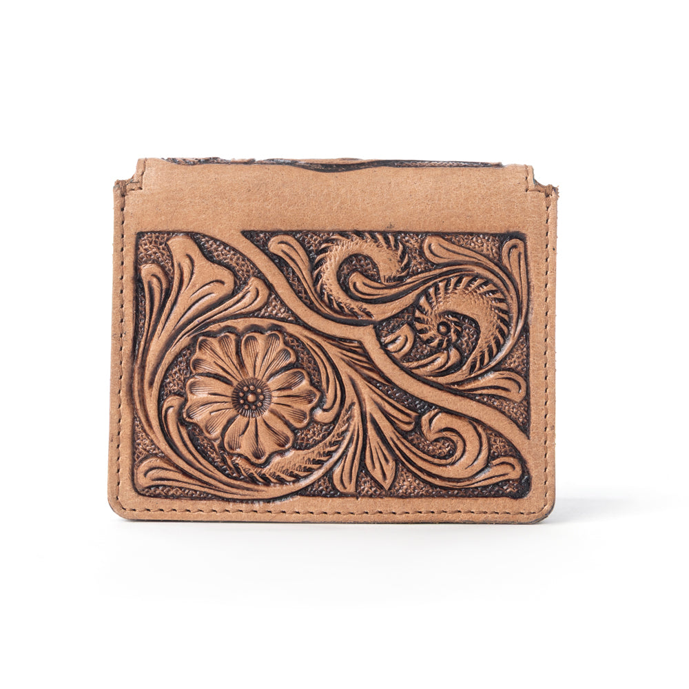 Myra Azura Bloom Leather Credit Card Holder in Saddle Dust Myra USA
