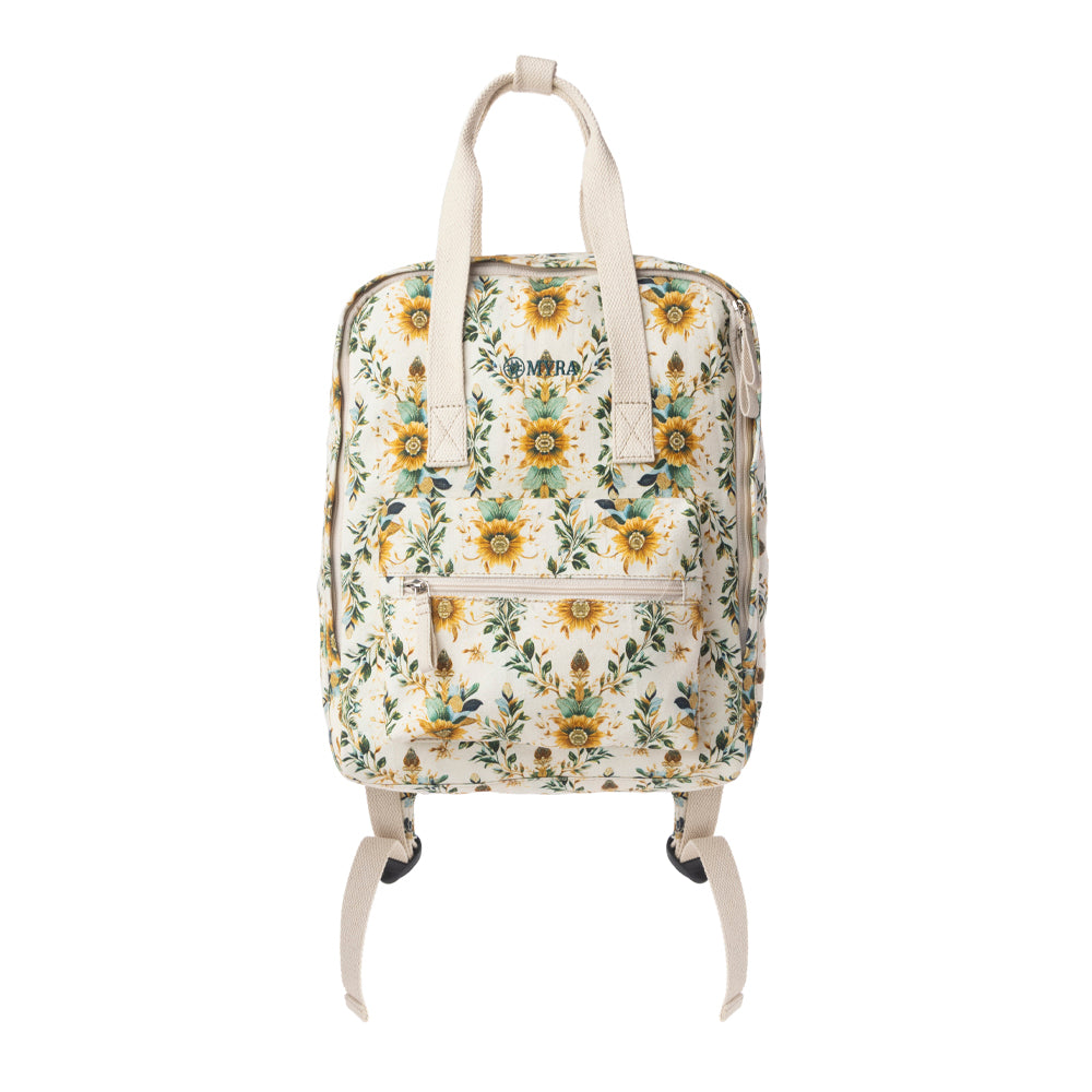 Myra Pine Meadow Cotton & Leather Crossbody Bag in Mustard Cream Myra USA