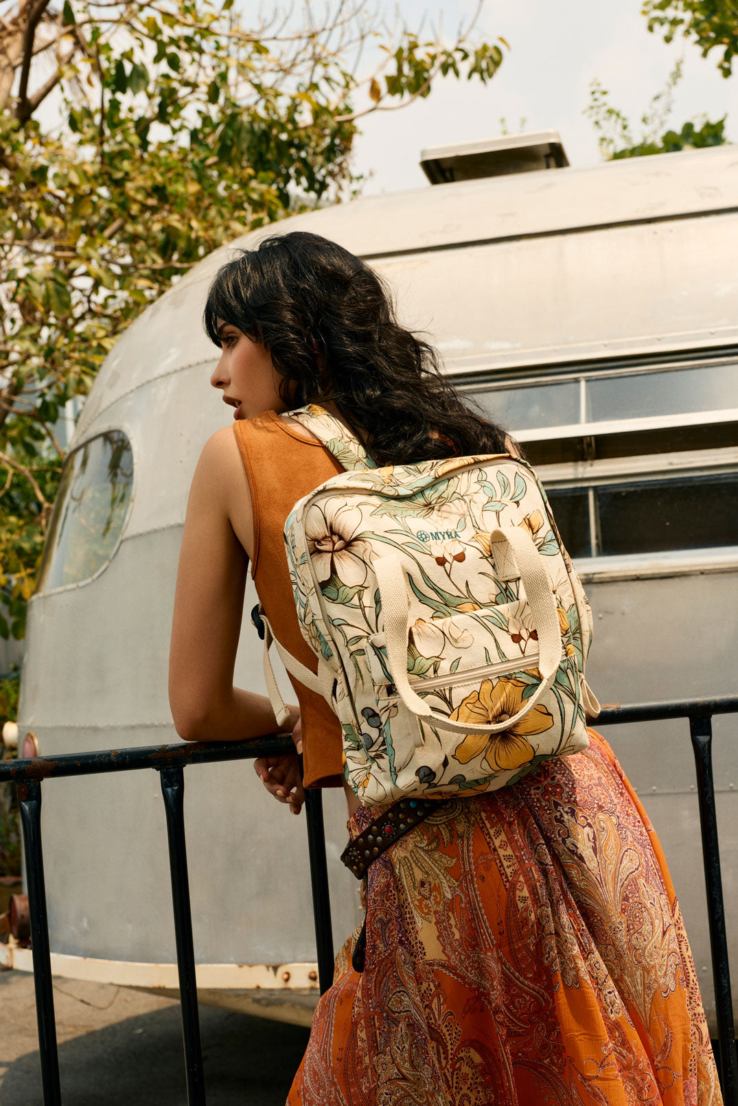 Myra Pine Meadow Cotton & Leather Crossbody Bag in Ivory Myra USA