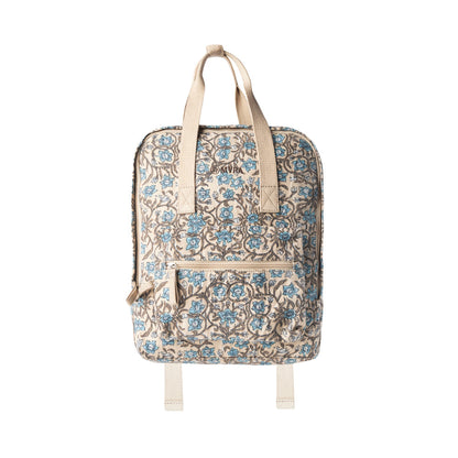 Myra Pine Meadow Cotton & Leather Crossbody Bag in Natural & Blue Floral Myra USA