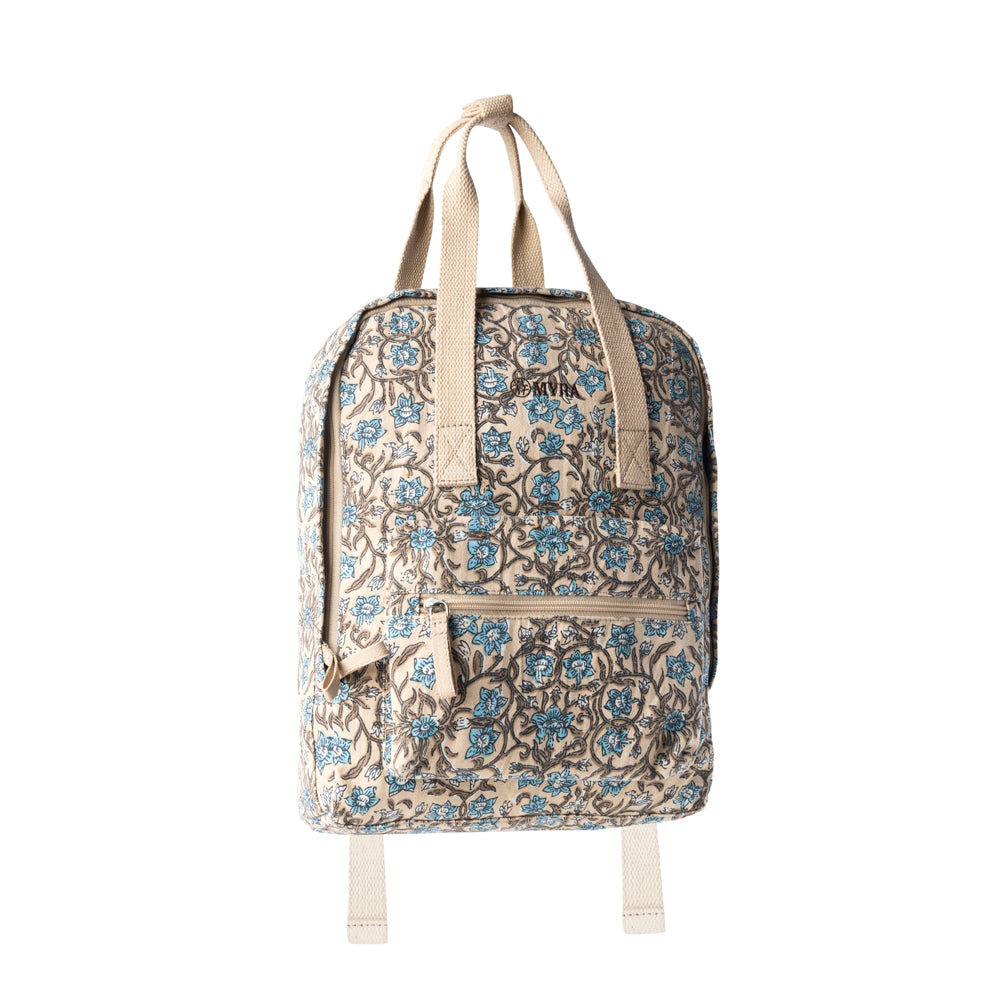 Myra Pine Meadow Cotton & Leather Crossbody Bag in Natural & Blue Floral Myra USA
