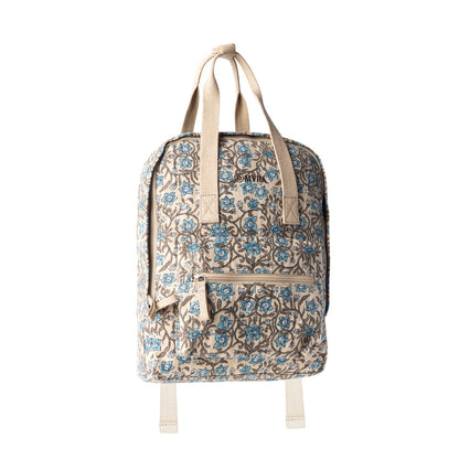 Myra Pine Meadow Cotton & Leather Crossbody Bag in Natural & Blue Floral Myra USA