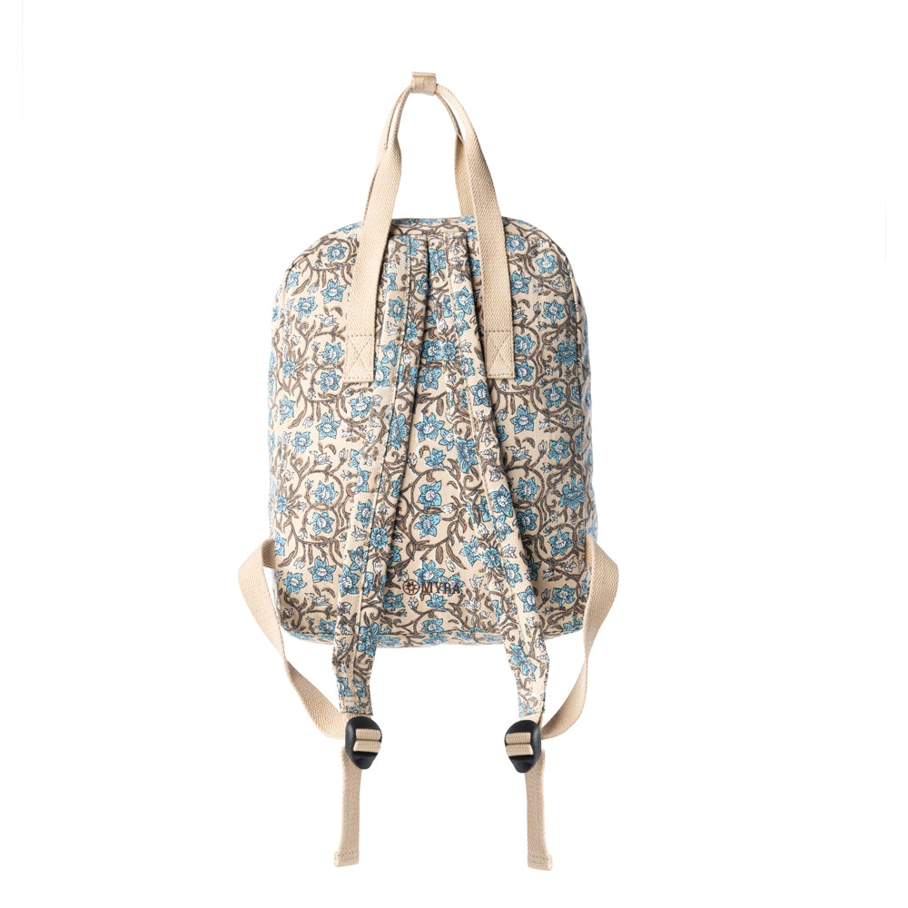 Myra Pine Meadow Cotton & Leather Crossbody Bag in Natural & Blue Floral Myra USA