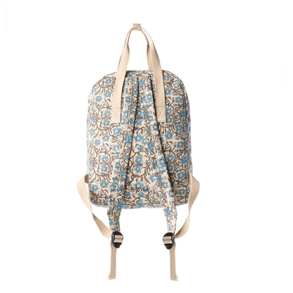 Myra Pine Meadow Cotton & Leather Crossbody Bag in Natural & Blue Floral Myra USA