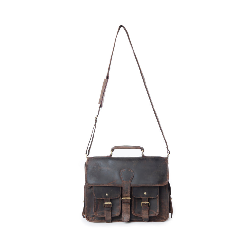 Myra Dust Creek Leather Laptop Bag in Saddle Ember Myra USA