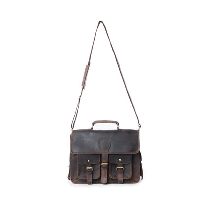 Myra Dust Creek Leather Laptop Bag in Saddle Ember Myra USA