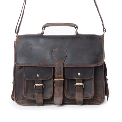 Myra Dust Creek Leather Laptop Bag in Saddle Ember Myra USA