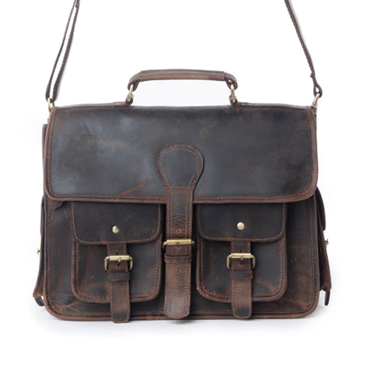 Myra Dust Creek Leather Laptop Bag in Saddle Ember Myra USA