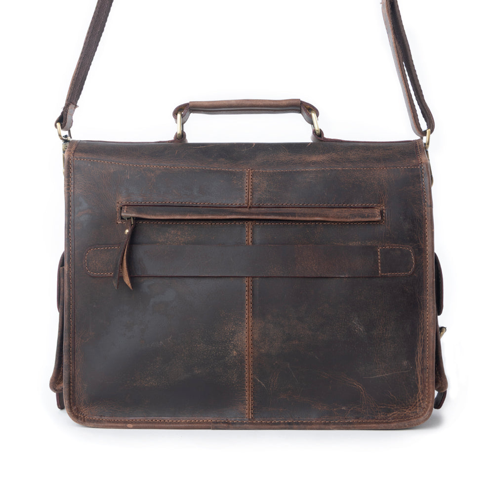 Myra Dust Creek Leather Laptop Bag in Saddle Ember Myra USA