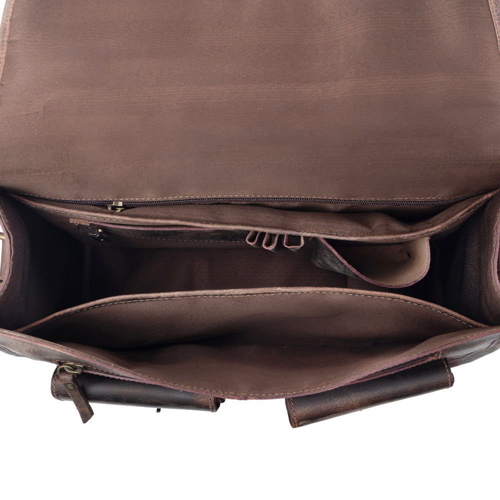 Myra Dust Creek Leather Laptop Bag in Saddle Ember Myra USA