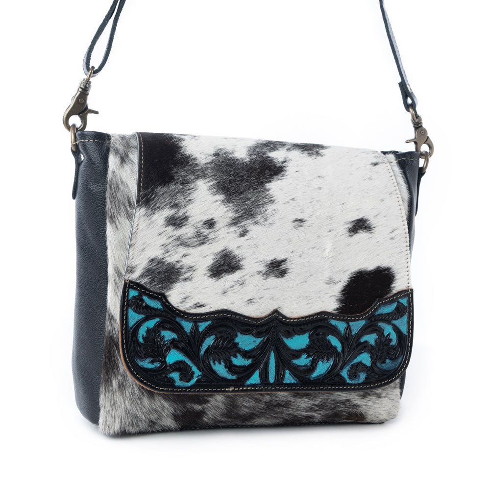Myra Sagebrush Vale Hairon Leather Concealed Carry Bag in Onyx Frost Myra USA