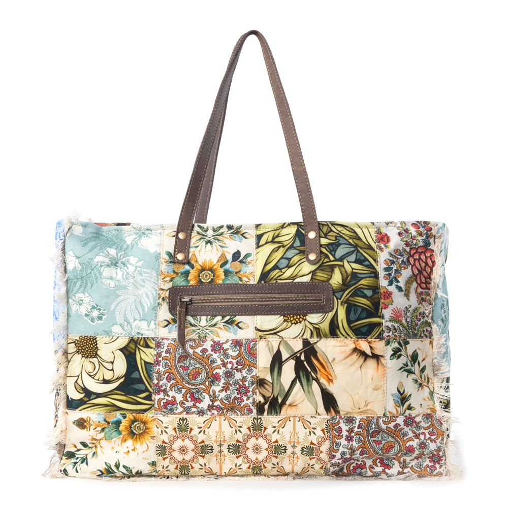 Myra Sundial Hollow Weekender Bag in Multi Patch Myra USA