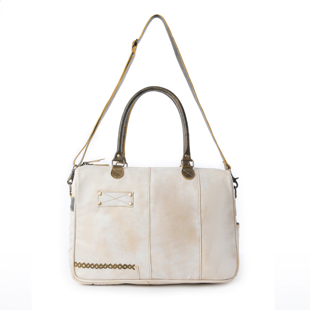 Myra Summit Line Leather Laptop Bag in Desert Cream Myra USA