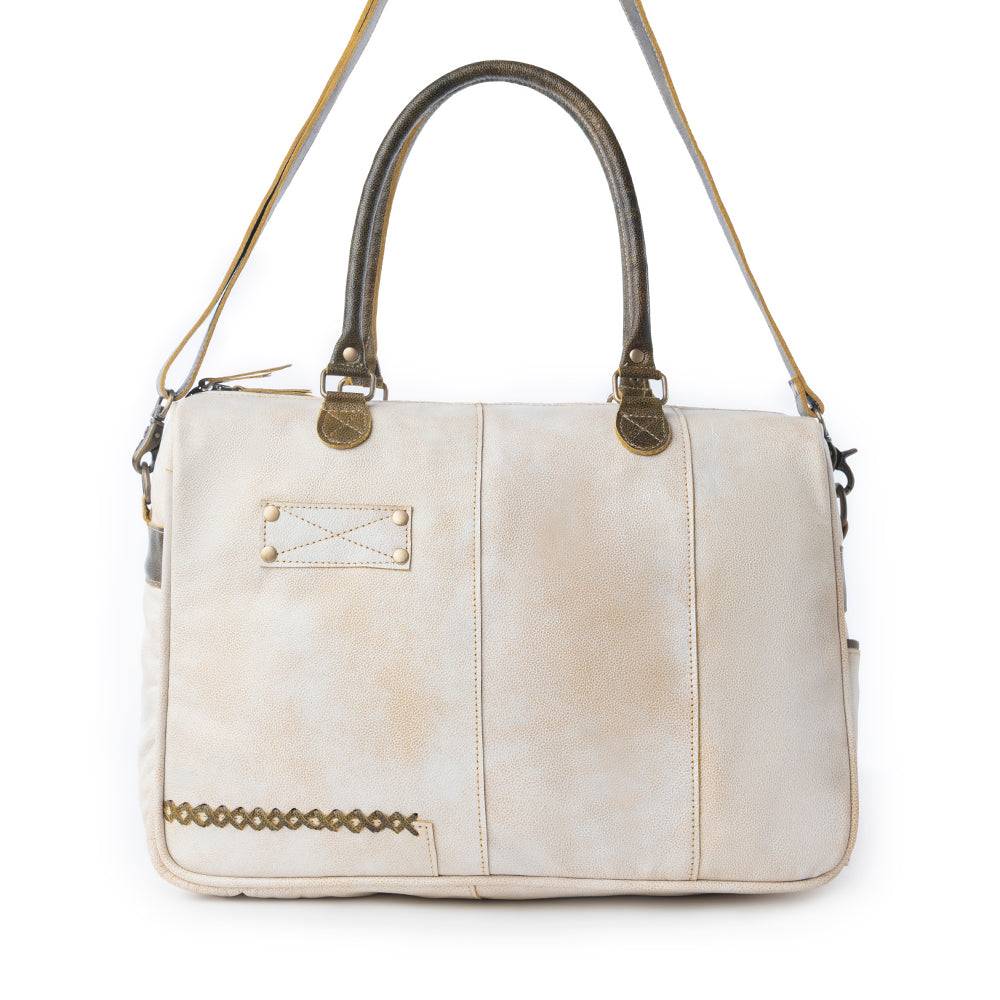 Myra Summit Line Leather Laptop Bag in Desert Cream Myra USA