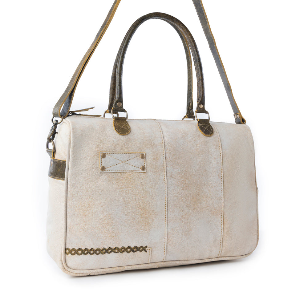 Myra Summit Line Leather Laptop Bag in Desert Cream Myra USA