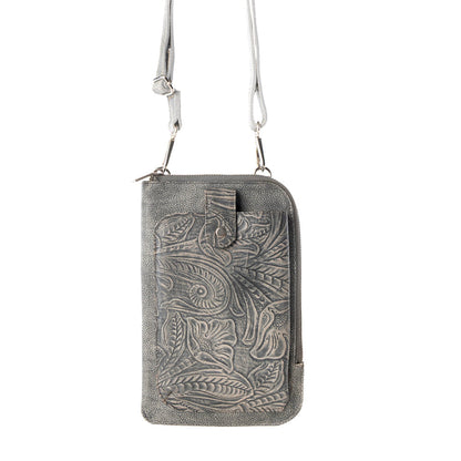Myra Coyote Bloom Embossed mini sling for Women in sage with floral detail Myra USA