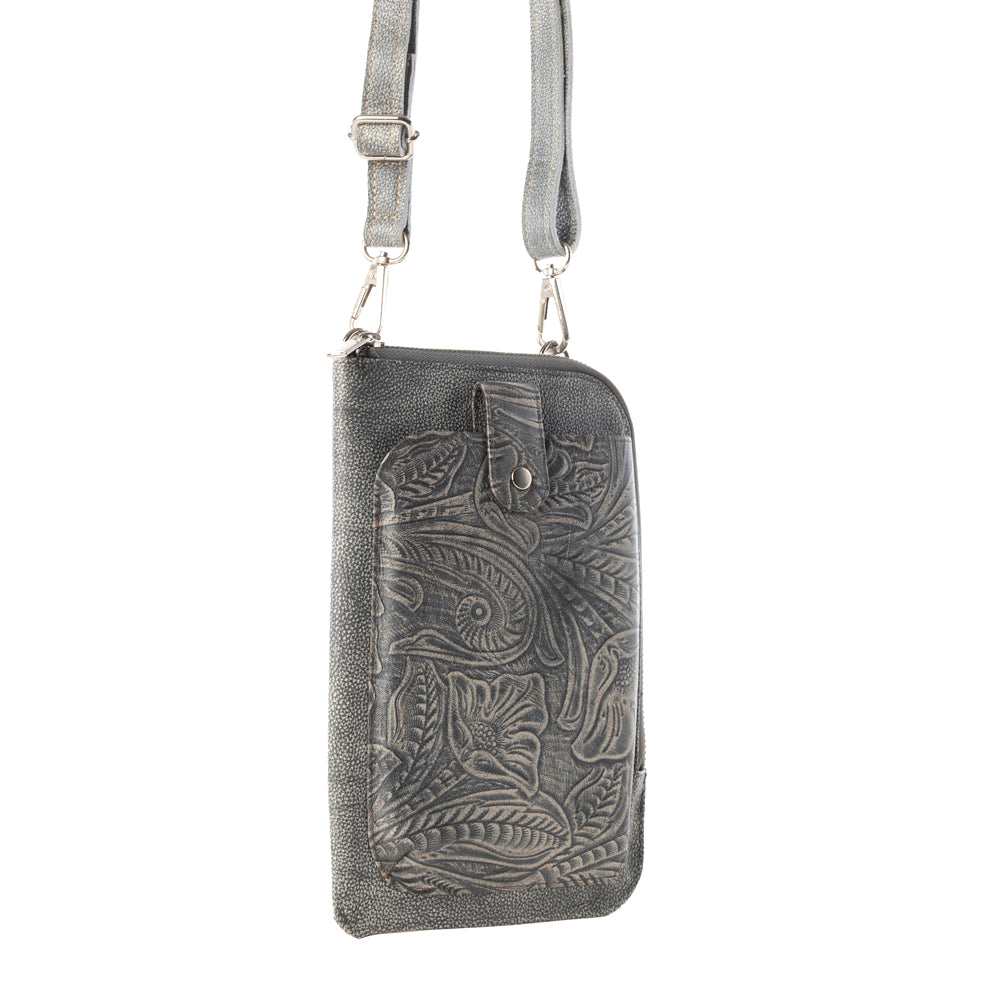 Myra Coyote Bloom Embossed mini sling for Women in sage with floral detail Myra USA