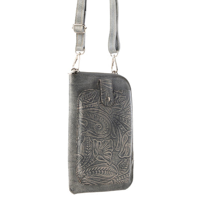 Myra Coyote Bloom Embossed mini sling for Women in sage with floral detail Myra USA