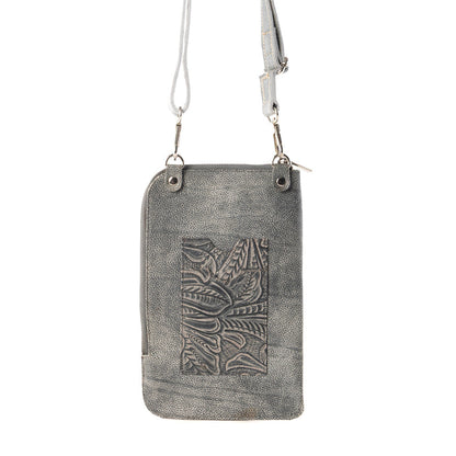 Myra Coyote Bloom Embossed mini sling for Women in sage with floral detail Myra USA