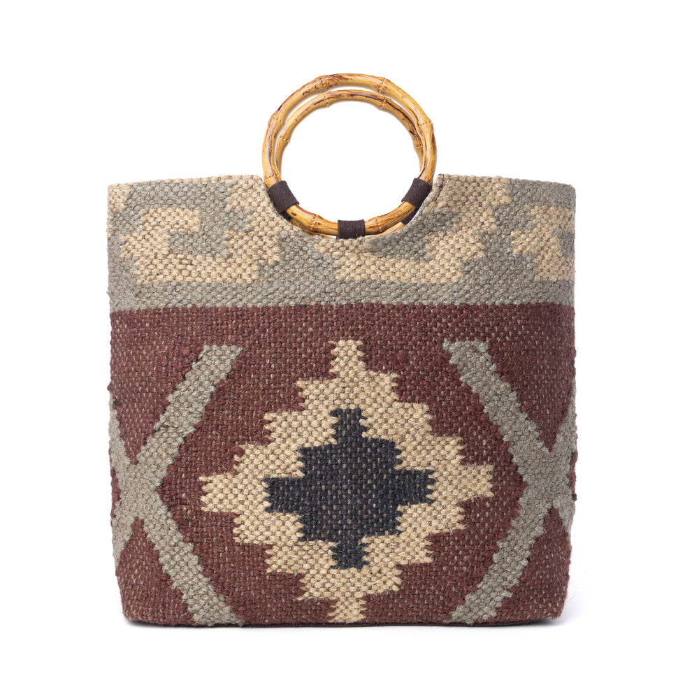 Myra Desert Loom Jute Tote Bag in Harvest Clay Myra USA