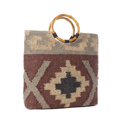Myra Desert Loom Jute Tote Bag in Harvest Clay Myra USA