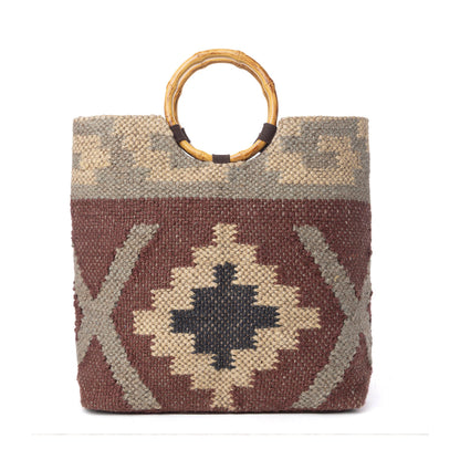 Myra Desert Loom Jute Tote Bag in Harvest Clay Myra USA