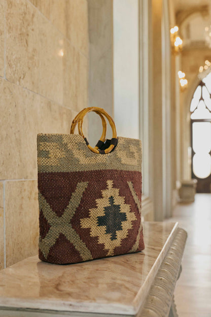 Myra Desert Loom Jute Tote Bag in Harvest Clay Myra USA