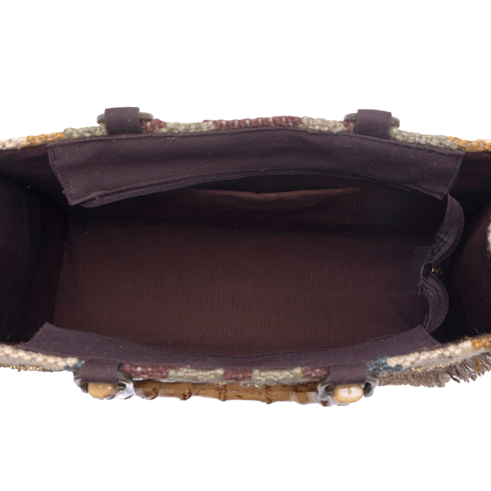 Myra Desert Loom Jute Tote Bag in Olive Amber Myra USA
