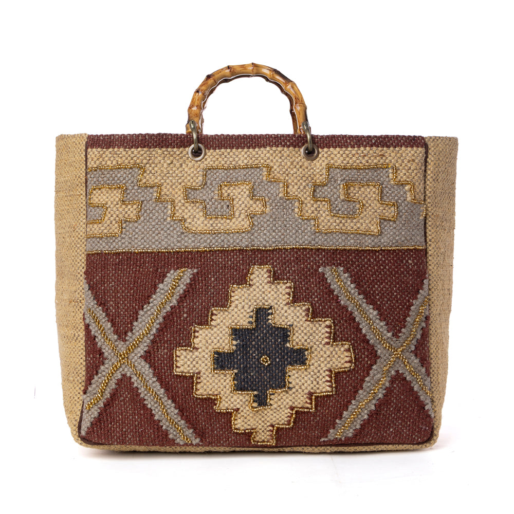 Myra Desert Loom Jute Weekender Bag in Saffron Dune Myra USA