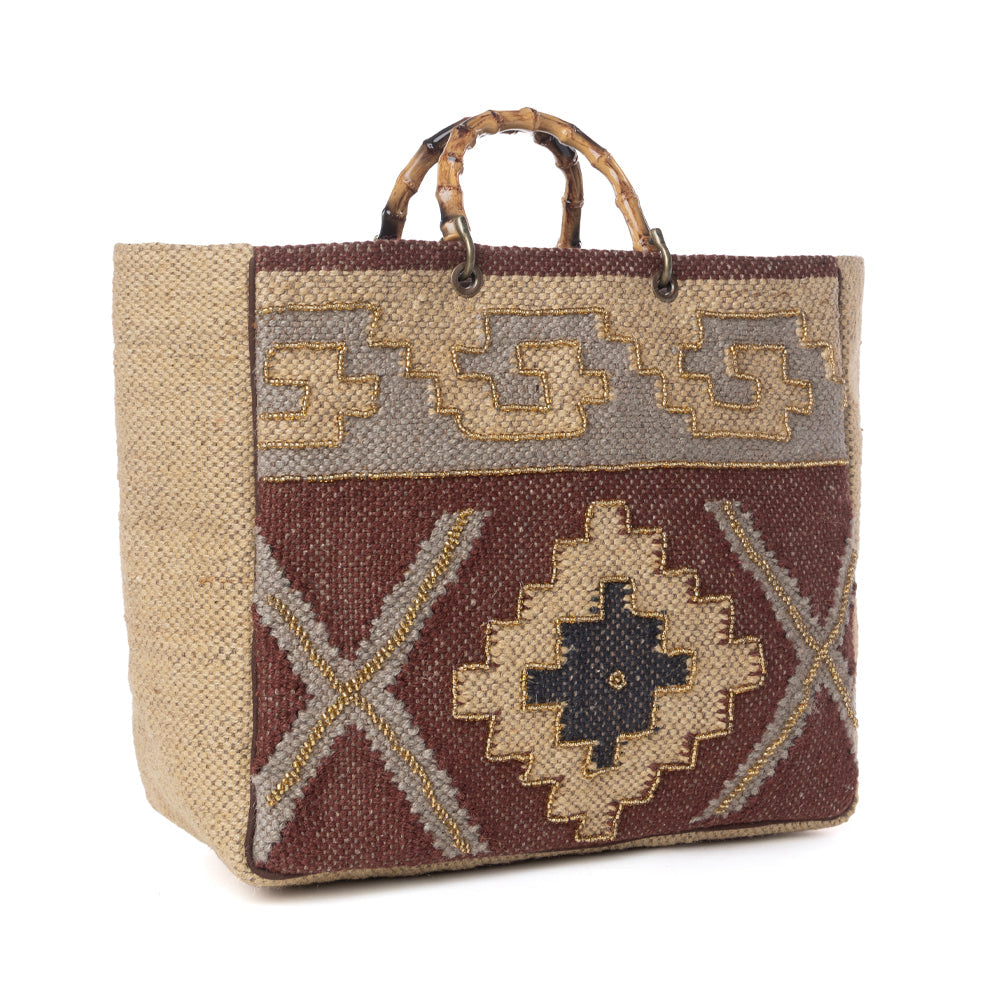 Myra Desert Loom Jute Weekender Bag in Saffron Dune Myra USA