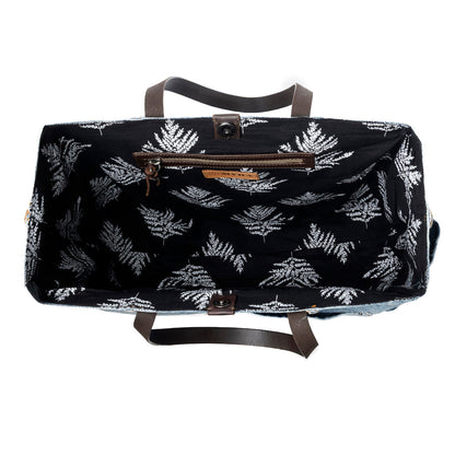 Myra Billyjean Western denim Tote Bag for Women in denim blue with leather detail Myra USA