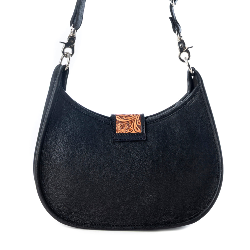 Myra Santa Fe Handtooled Bag for Women in Black with hairon and studded detail Myra USA