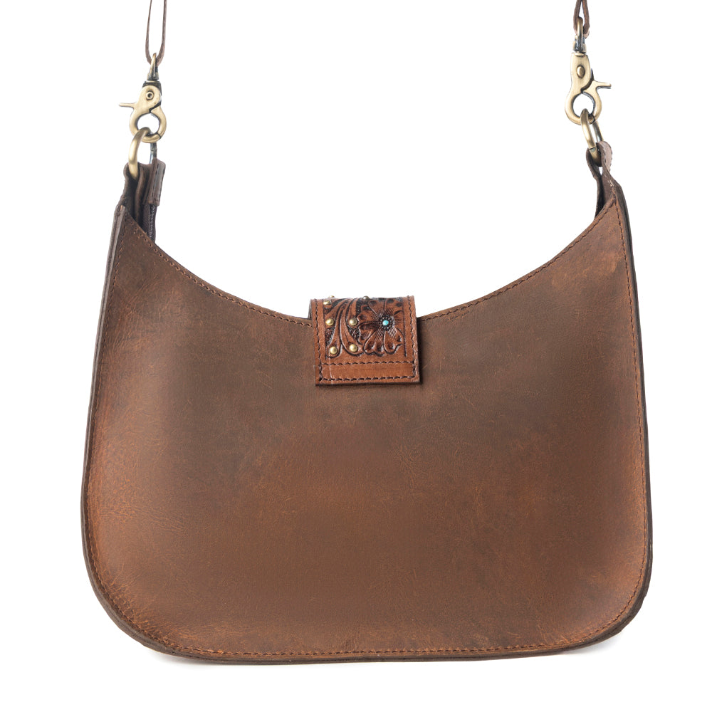 Myra Santa Fe Handtooled Bag for Women in Brown with hairon and studded detail Myra USA