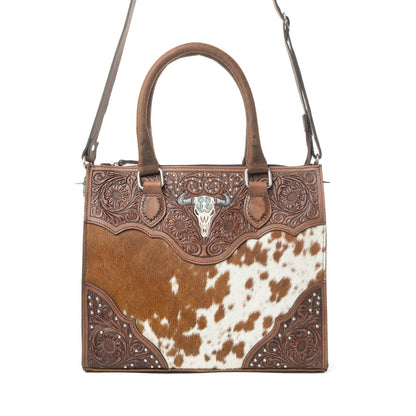 Myra Timber Trail Hairon Leather Concealed Carry Bag in Cream Mocha Myra USA