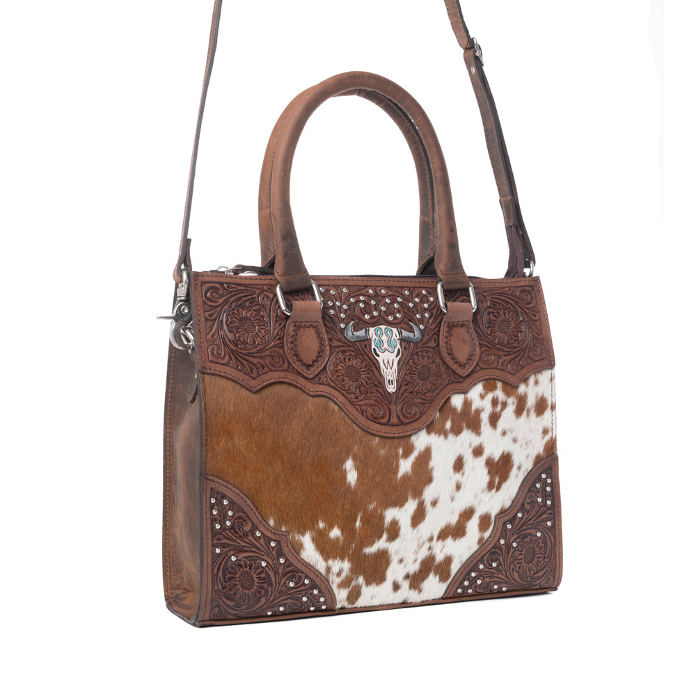 Myra Timber Trail Hairon Leather Concealed Carry Bag in Cream Mocha Myra USA