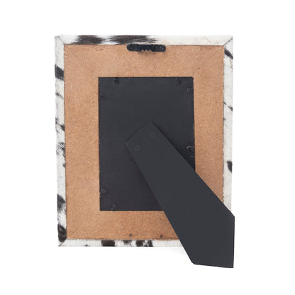 Myra Saddlewood Handtooled Leather Photo Frame in brown with hairon detail, western home décor Myra USA