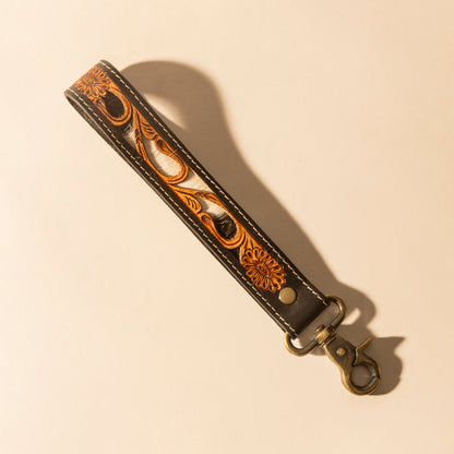 Myra Wildvine Pony Western Handtooled Key Fob in black with hairon detail Myra USA