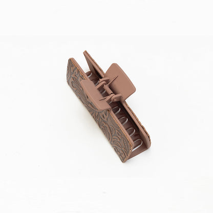 Myra Dustmeadow Embossed Leather Hair Clip in Brown Myra USA
