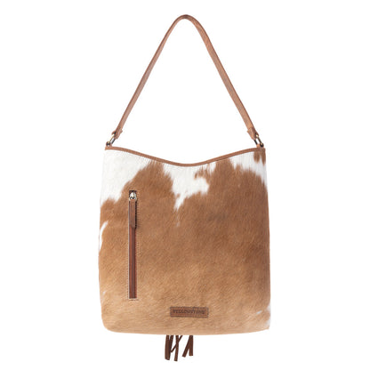 Myra Yellowstone Tawny Ridge Handtooled Hairon Concealed Carry Bag in Ivory Mocha Myra USA