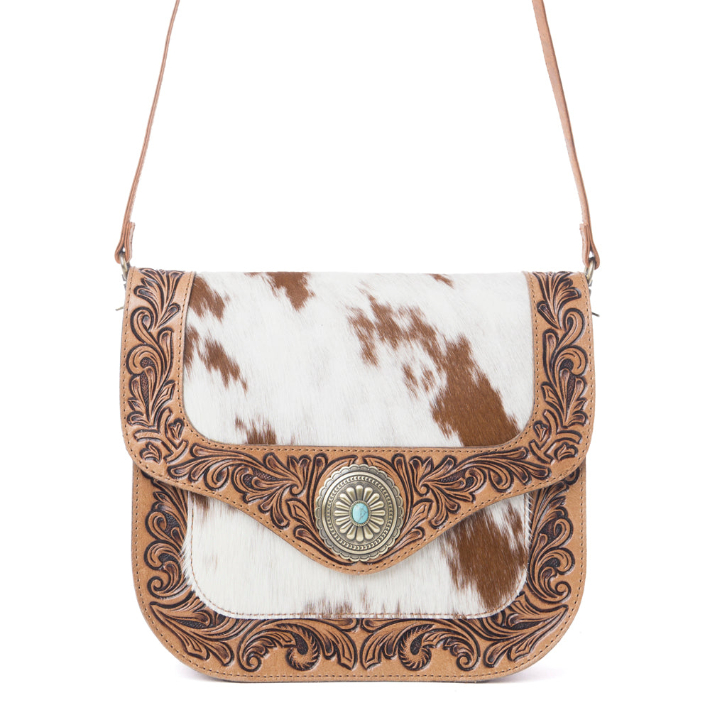 Myra Yellowstone Frontier Ridge Handtooled Bag in Oat Mocha Myra USA