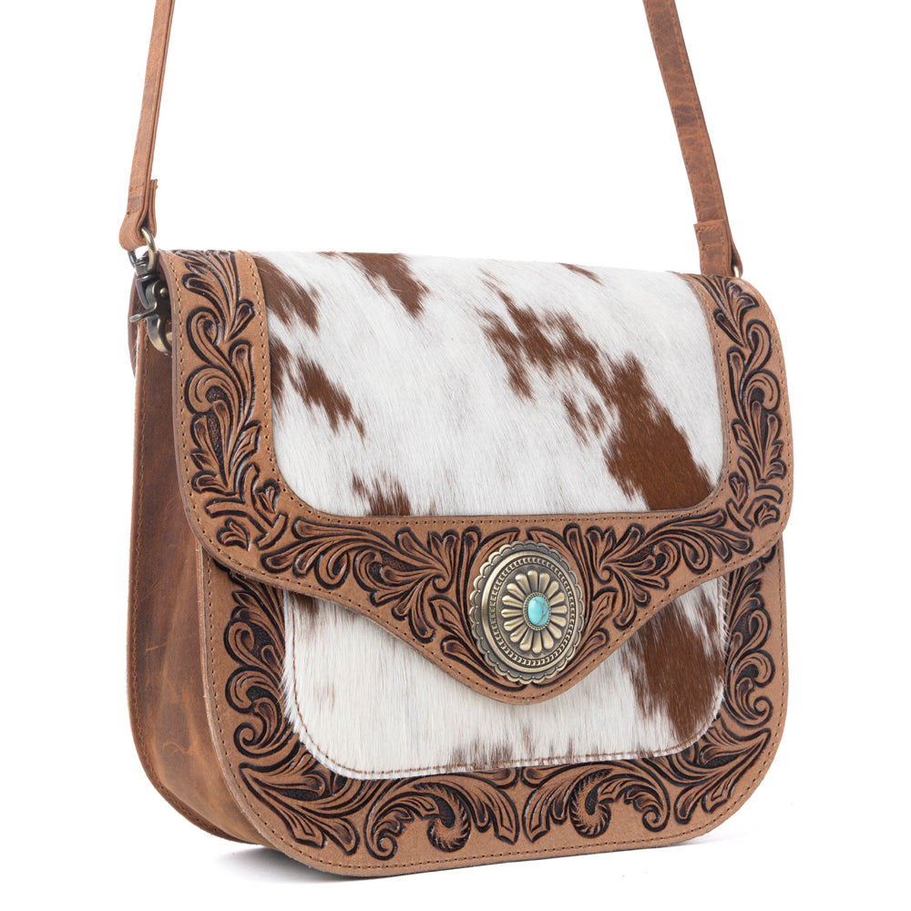 Myra Yellowstone Frontier Ridge Handtooled Bag in Oat Mocha Myra USA