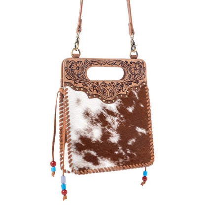 Myra Yellowstone Lone Creek Handtooled Bag in Ivory Mahogany Myra USA