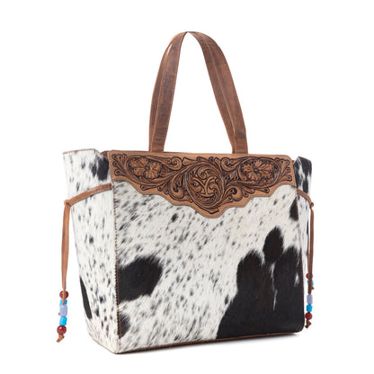 Myra Yellowstone Winter Prairie Handtooled Bag in Ivory Toffee Myra USA