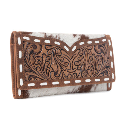 Myra Yellowstone Sienna Stockyard Hairon Leather Women’s Purse in Cream Cocoa Myra USA