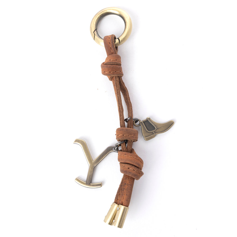 Myra Yellowstone Longhorn Leather Key Fob in Saddle Oak Myra USA